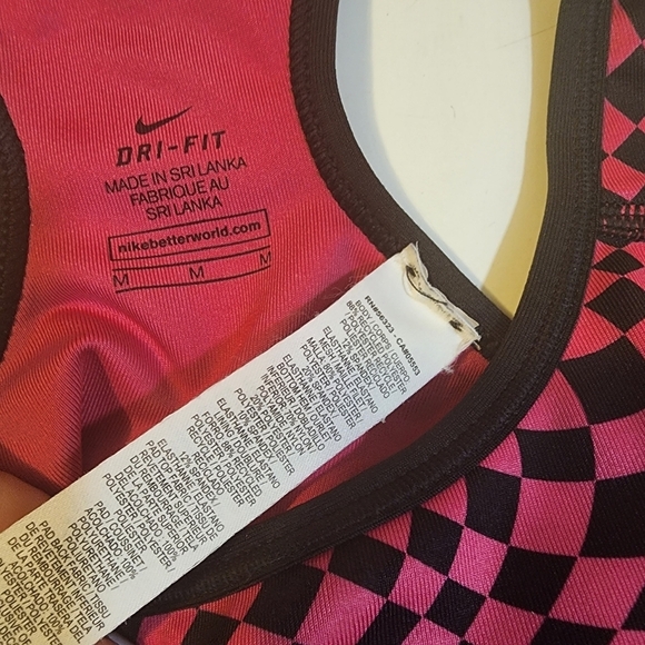 Nike Pro Weaped Check pink and black sport bra  size M - Picture 5 of 9